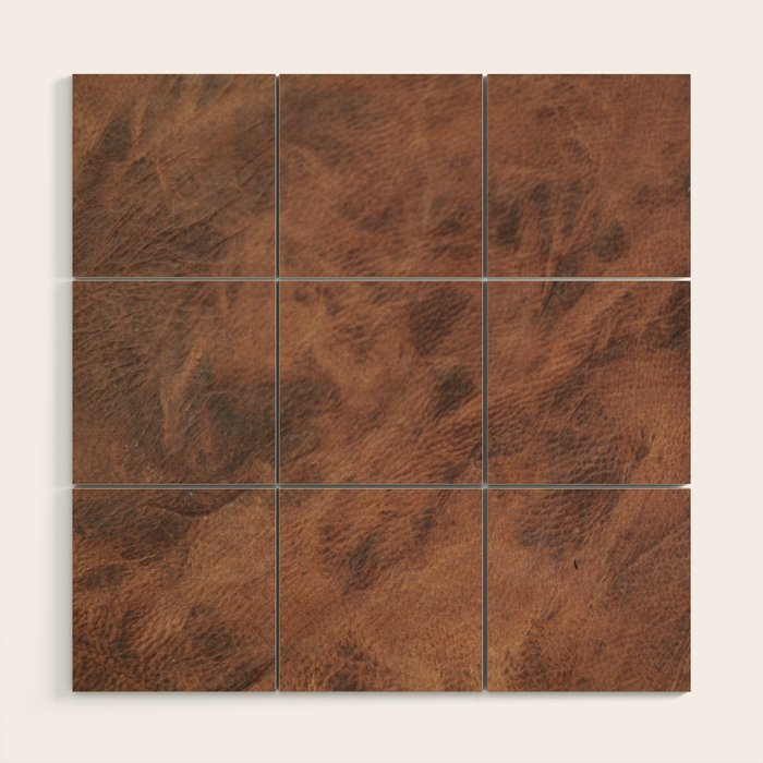 Old Tan Faux Leather Texture Wood Wall Art Gallery Image 1