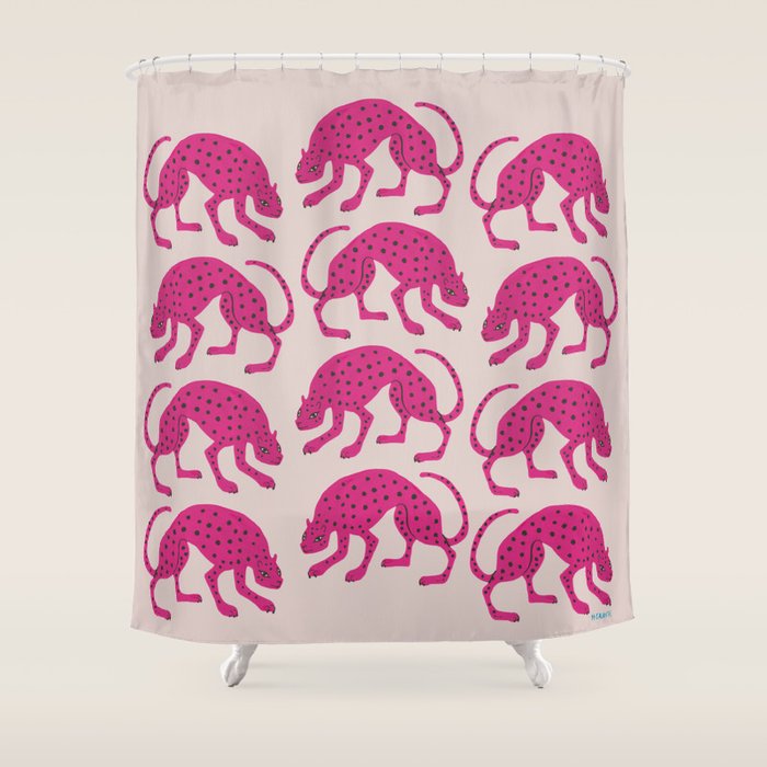 Wild Cats - Pink Shower Curtain Gallery Image 1