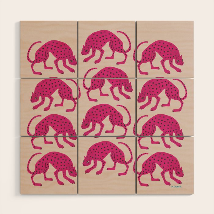 Wild Cats - Pink Wood Wall Art Gallery Image 1