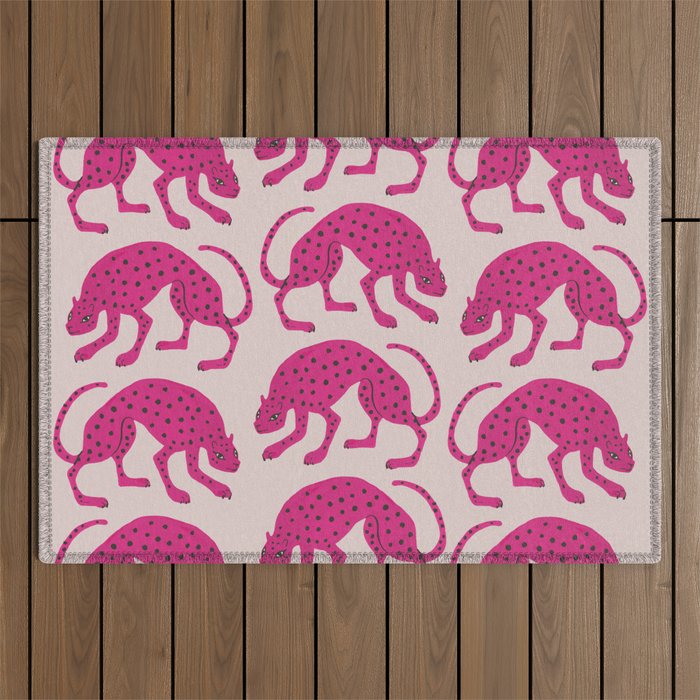 Wild Cats - Pink Outdoor Rug Gallery Image 1