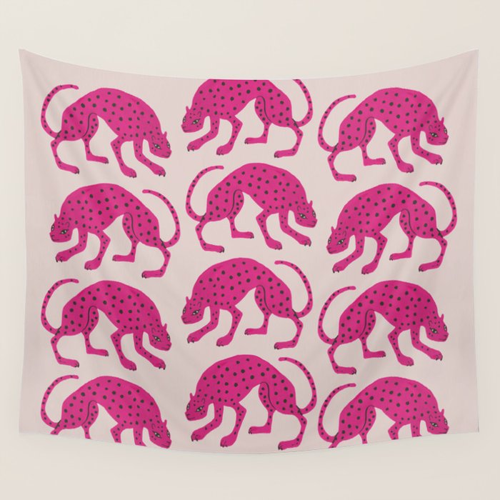 Wild Cats - Pink Wall Tapestry Gallery Image 4