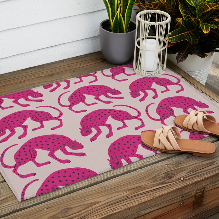 Wild Cats - Pink Outdoor Rug Gallery Image 2