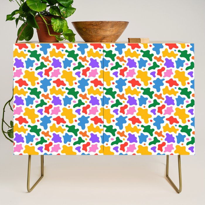 Abstract colorful art splash shape pattern Credenza Gallery Image 1