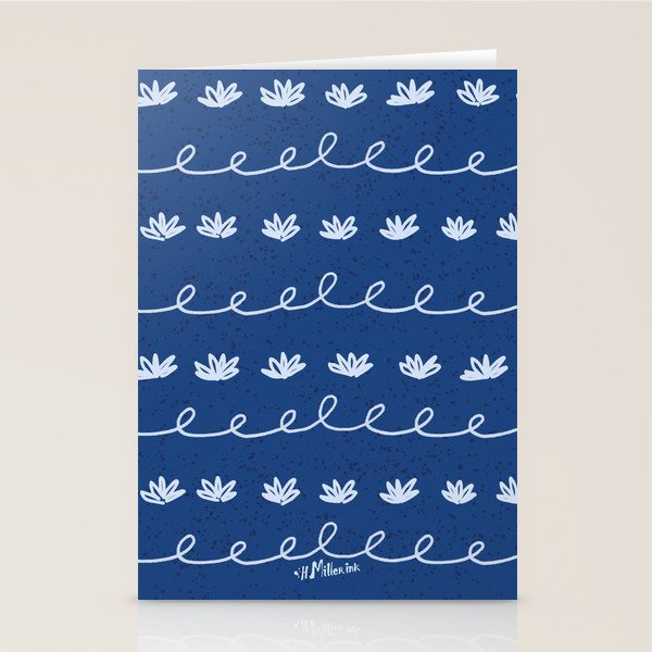 Abstract Cookie Pattern Doodle in Navy & Sky Blue Stationery Card Gallery Image 2