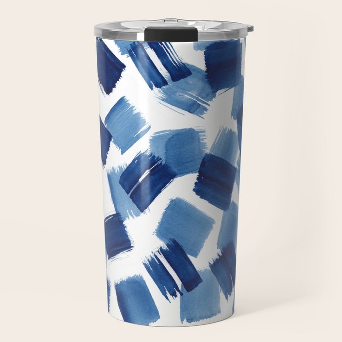 Indigo Brush Strokes | No.1 Travel Mug Gallery Image 1