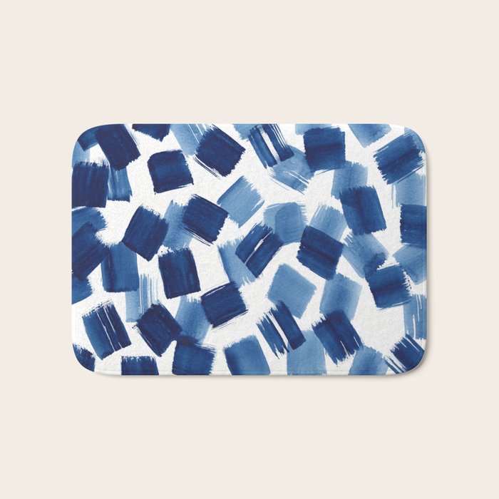 Indigo Brush Strokes | No.1 Bath Mat Gallery Image 1
