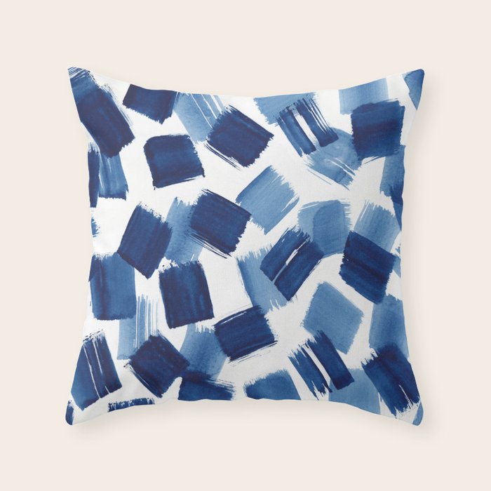 Indigo Brush Strokes | No.1 Throw Pillow Gallery Image 6