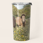Horses in a Field of Wildflowers | Portugal Travel Art Print | Animal Photography in Europe Travel Mug Gallery Image 2