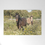 Horses in a Field of Wildflowers | Portugal Travel Art Print | Animal Photography in Europe Welcome Mat Gallery Image 1