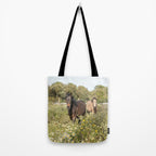Horses in a Field of Wildflowers | Portugal Travel Art Print | Animal Photography in Europe Tote Bag Gallery Image 2