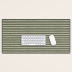Triple Stripe Pattern Muted Green, Cream, Pink Desk Mat Gallery Image 1