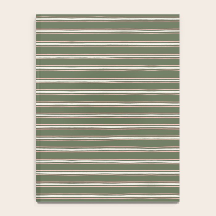 Triple Stripe Pattern Muted Green, Cream, Pink Notebook Gallery Image 4