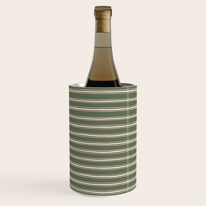 Triple Stripe Pattern Muted Green, Cream, Pink Wine Chiller Gallery Image 2