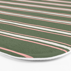 Triple Stripe Pattern Muted Green, Cream, Pink Bath Mat Gallery Image 3