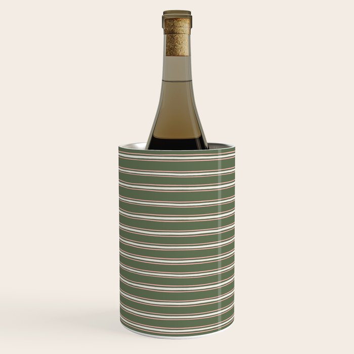 Triple Stripe Pattern Muted Green, Cream, Pink Wine Chiller Gallery Image 1