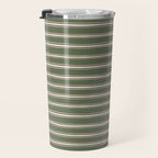 Triple Stripe Pattern Muted Green, Cream, Pink Travel Mug Gallery Image 3