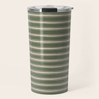 Triple Stripe Pattern Muted Green, Cream, Pink Travel Mug Gallery Image 1
