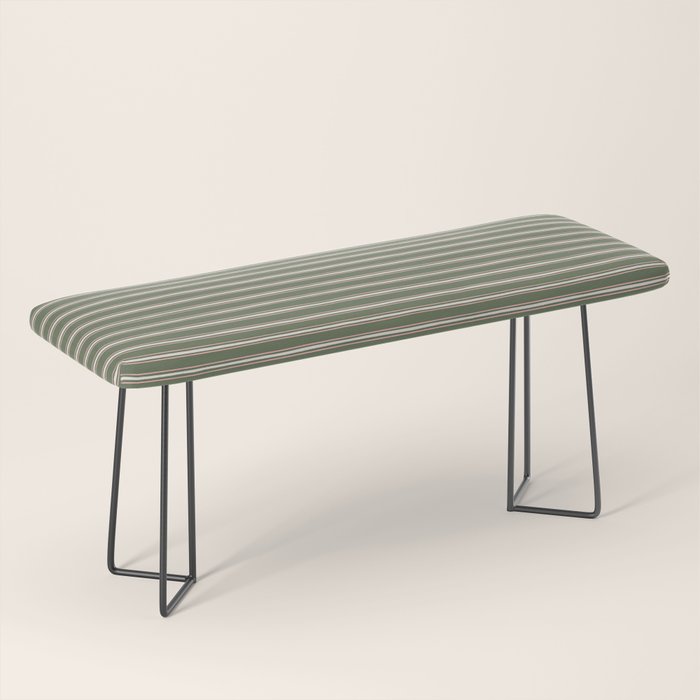 Triple Stripe Pattern Muted Green, Cream, Pink Bench Gallery Image 1