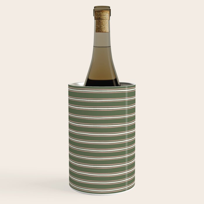Triple Stripe Pattern Muted Green, Cream, Pink Wine Chiller Gallery Image 3