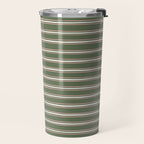 Triple Stripe Pattern Muted Green, Cream, Pink Travel Mug Gallery Image 2