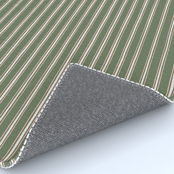 Triple Stripe Pattern Muted Green, Cream, Pink Rug Gallery Image 4