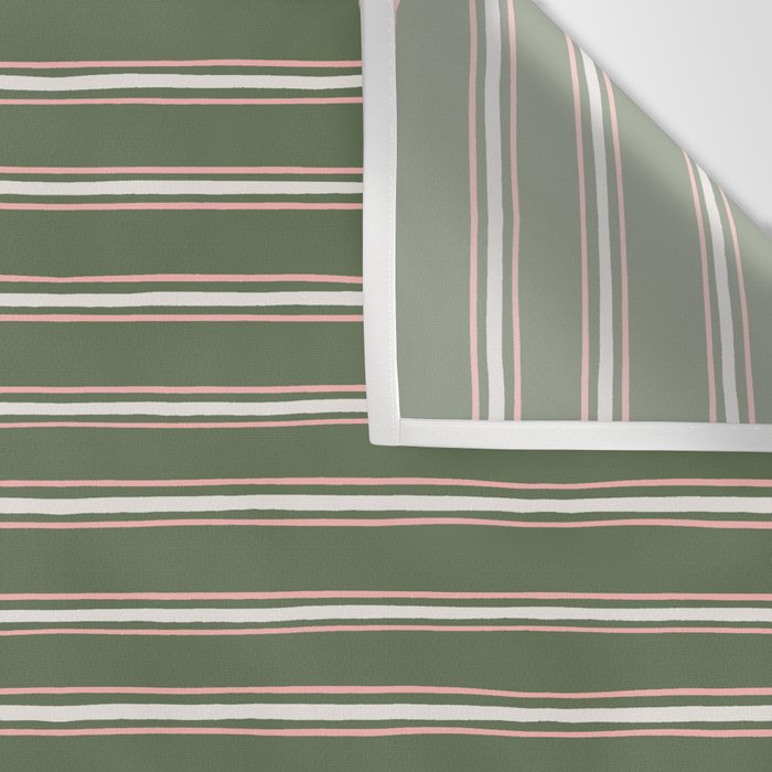 Triple Stripe Pattern Muted Green, Cream, Pink Wall Tapestry Gallery Image 3