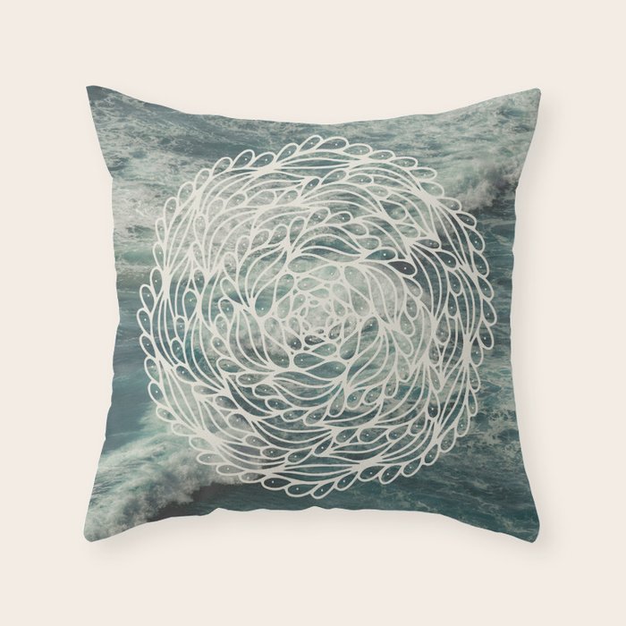 Mandala Ocean Waves Throw Pillow Gallery Image 6