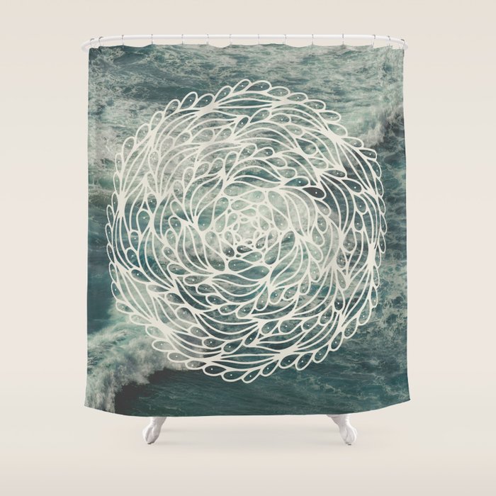 Mandala Ocean Waves Shower Curtain Gallery Image 1