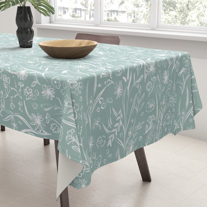 Wild Garden Drawing (Pale Blue) Tablecloth Gallery Image 3