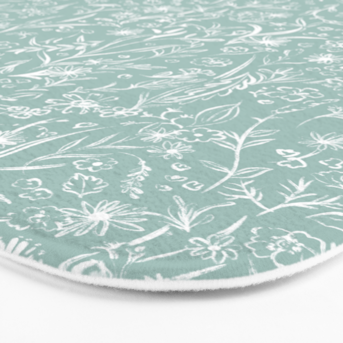 Wild Garden Drawing (Pale Blue) Bath Mat Gallery Image 3