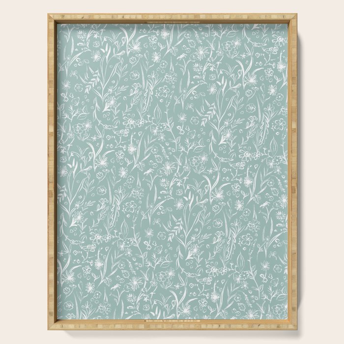 Wild Garden Drawing (Pale Blue) Serving Tray Gallery Image 1