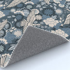 Cranes and Chrysanthemums - Indigo Blue Rug Gallery Image 4