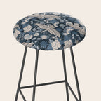 Cranes and Chrysanthemums - Indigo Blue Stool Gallery Image 2