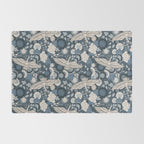 Cranes and Chrysanthemums - Indigo Blue Rug Gallery Image 2