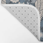 Cranes and Chrysanthemums - Indigo Blue Bath Mat Gallery Image 2
