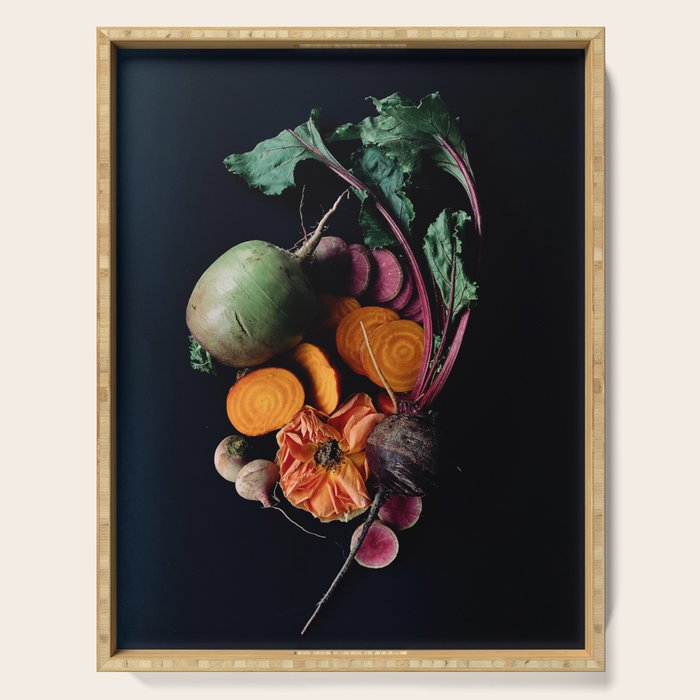 Moody Root Vegetables and Rose Serving Tray Gallery Image 1