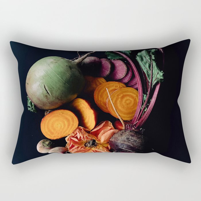 Moody Root Vegetables and Rose Rectangular Pillow Gallery Image 2