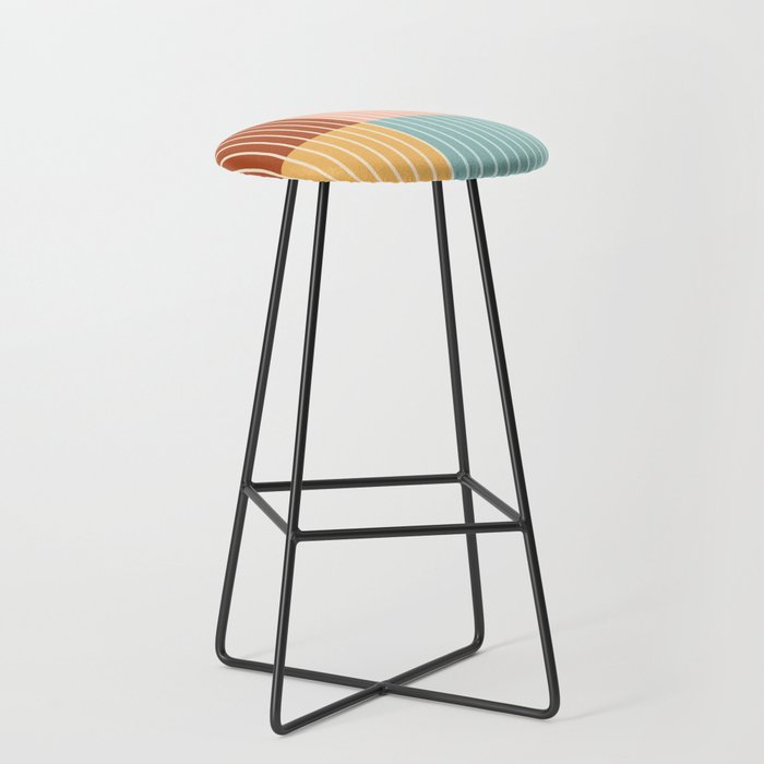 Color Block Line Abstract VI Stool Gallery Image 1