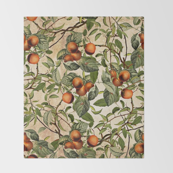 Vintage Fruit Pattern Throw Blanket Gallery Image 2