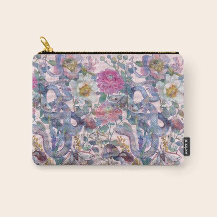 Pink Floral Garden Snake Carry All Pouch Gallery Image 1