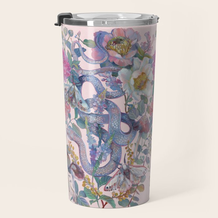 Pink Floral Garden Snake Travel Mug Gallery Image 3