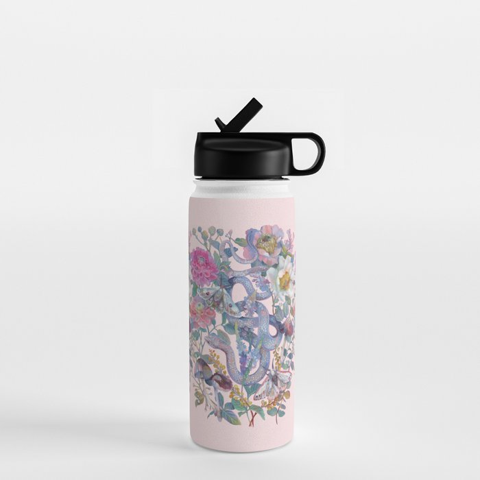 Pink Floral Garden Snake Water Bottle Gallery Image 1