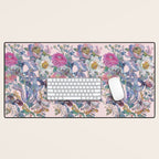 Pink Floral Garden Snake Desk Mat Gallery Image 1