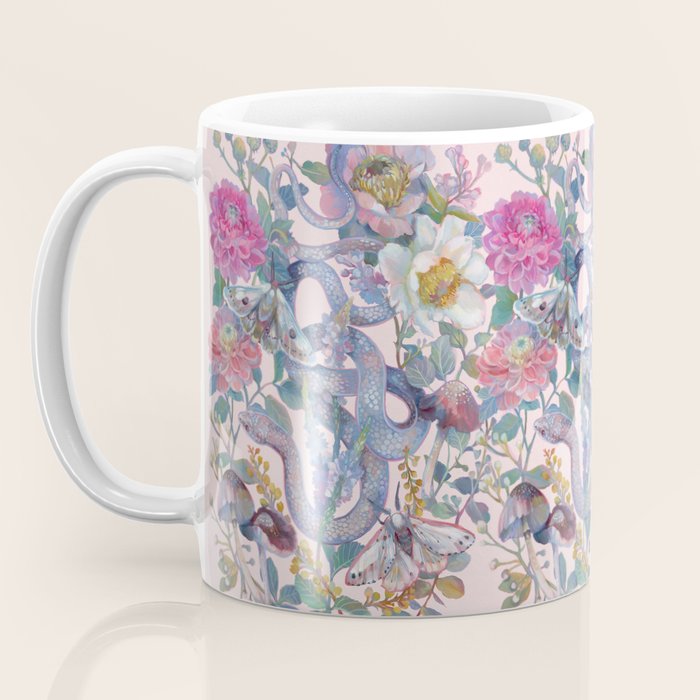 Pink Floral Garden Snake Coffee Mug Gallery Image 3