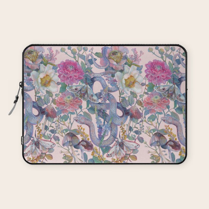 Pink Floral Garden Snake Laptop Sleeve Gallery Image 1