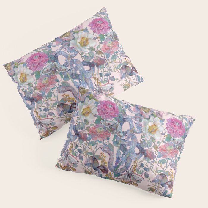 Pink Floral Garden Snake Pillow Sham Gallery Image 1
