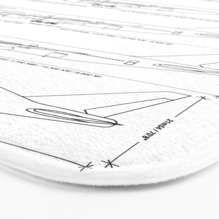 Boeing 747 Family Blueprint in High Resolution (white) Bath Mat Gallery Image 3