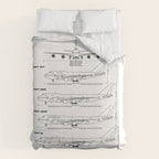 Boeing 747 Family Blueprint in High Resolution (white) Duvet Cover Gallery Image 6