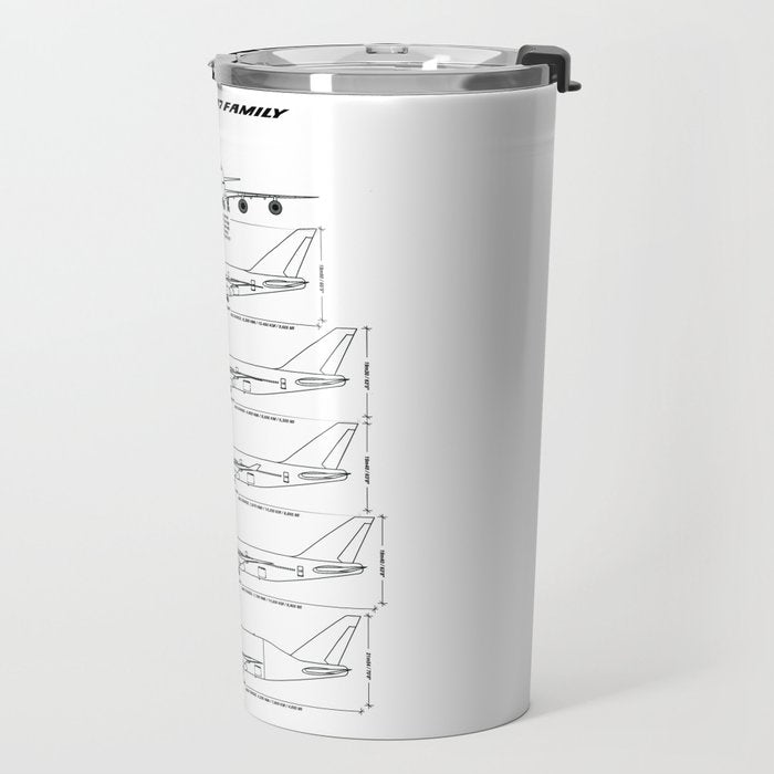 Boeing 747 Family Blueprint in High Resolution (white) Travel Mug Gallery Image 2