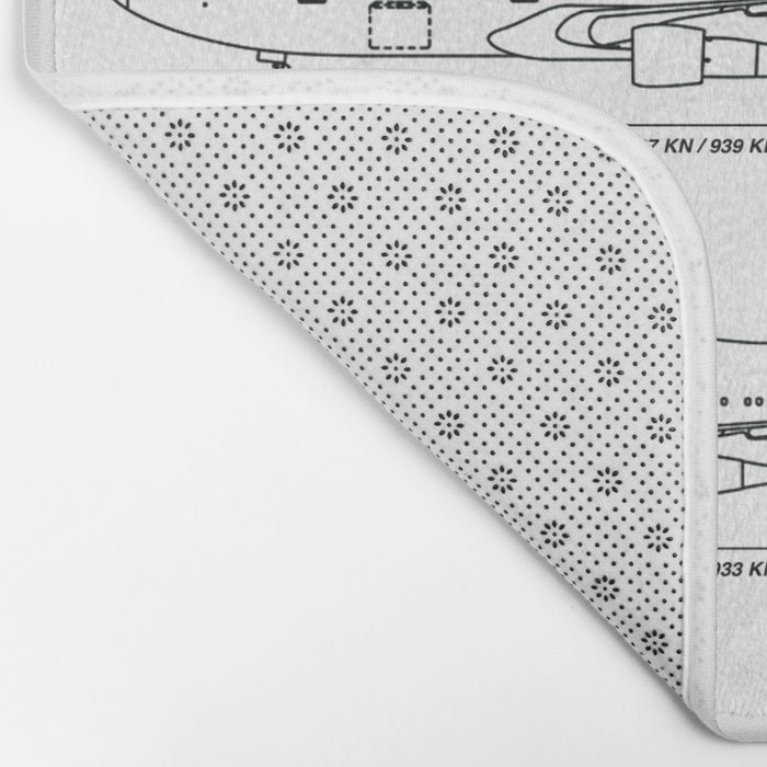 Boeing 747 Family Blueprint in High Resolution (white) Bath Mat Gallery Image 2